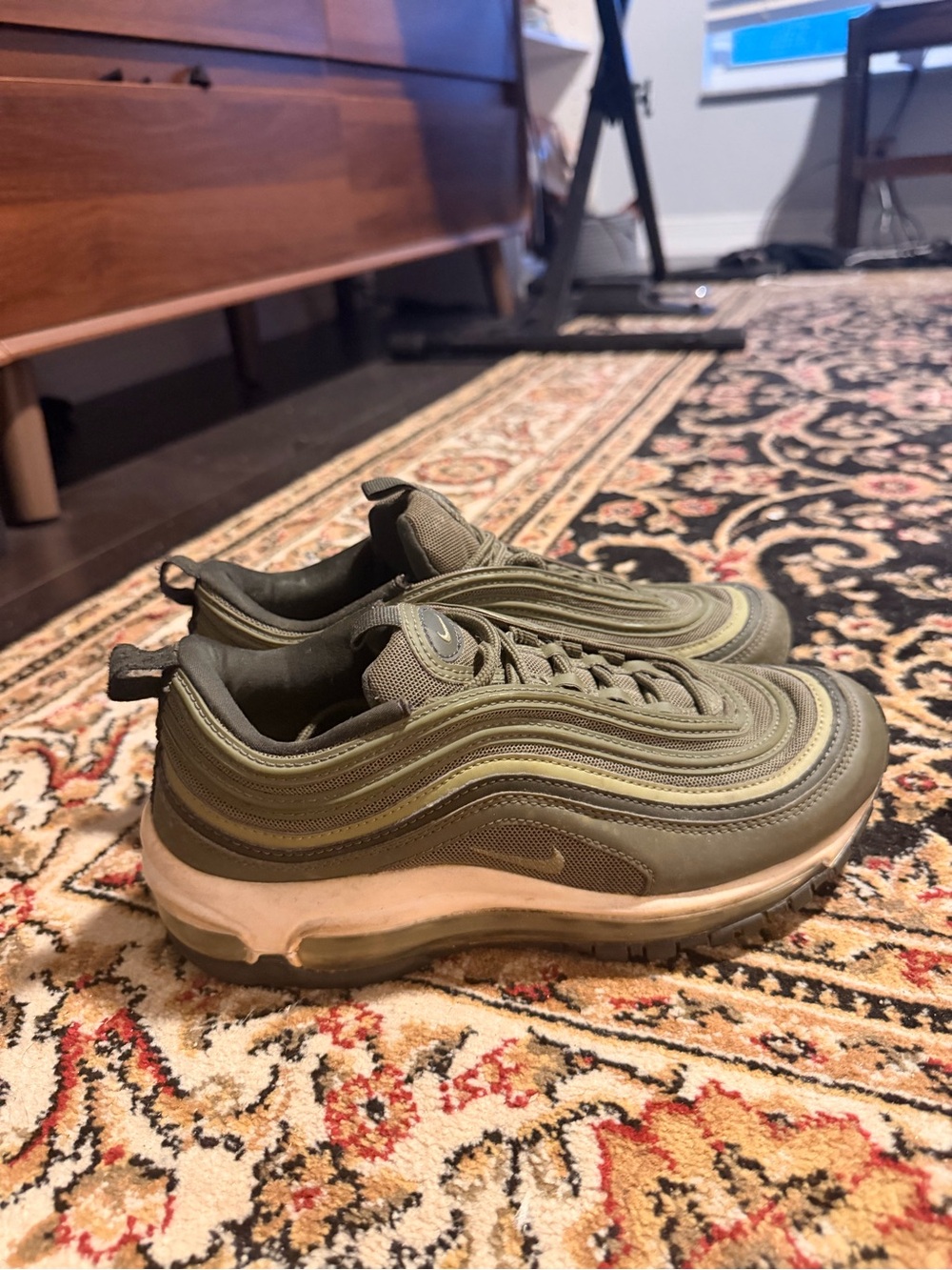 Nike Olive Green & White Women's Air Max 97 Sneakers